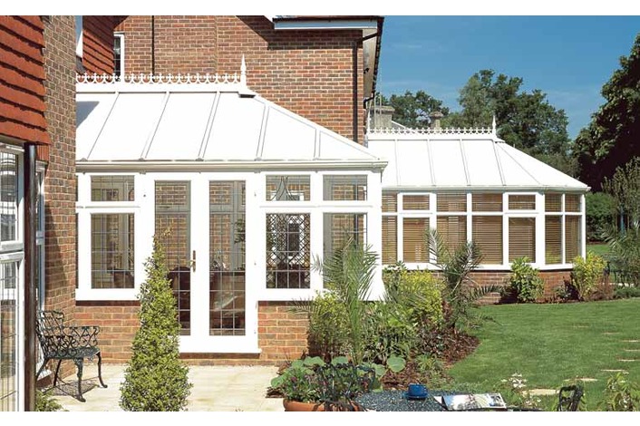 White Victorian and Georgian conservatories